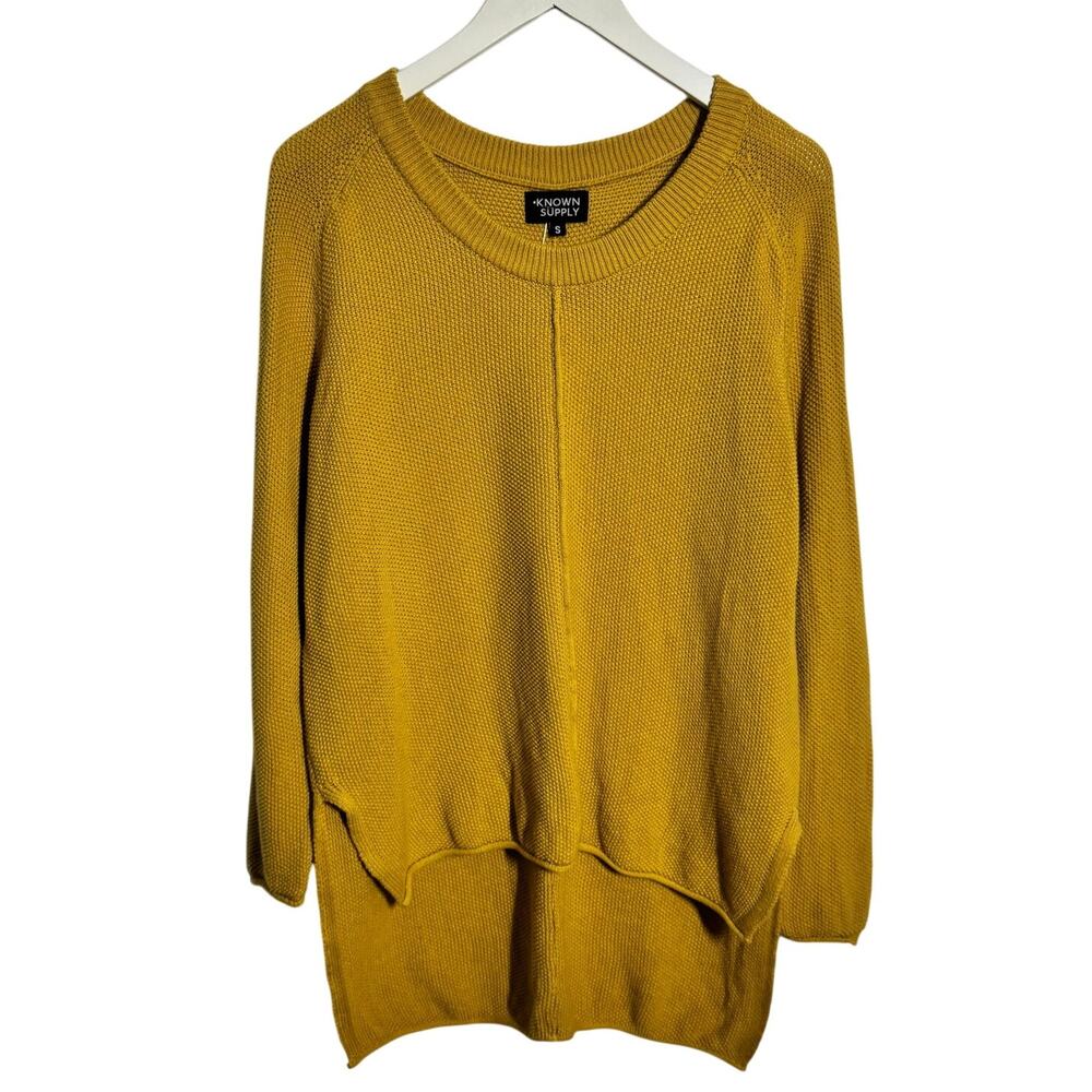 Known Supply Sweater Women S Mustard Yellow Organic Cotton Knit Fall Modest Prep